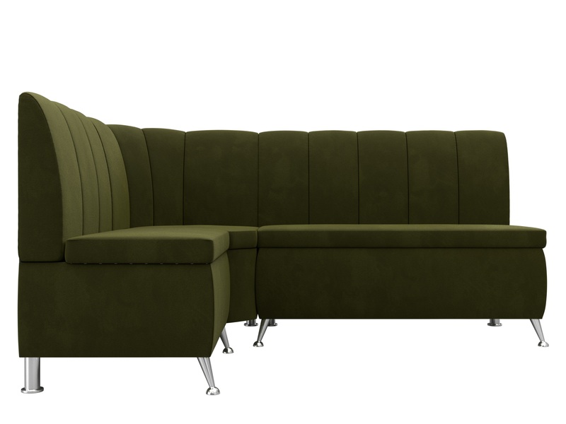 Диван кухонный угловой Кантри левый угол, Микровельвет, Зеленый