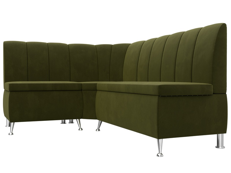 Диван кухонный угловой Кантри левый угол, Микровельвет, Зеленый