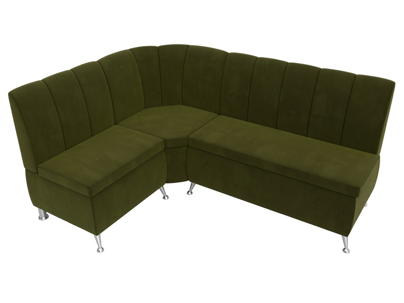 Диван кухонный угловой Кантри левый угол, Микровельвет, Зеленый