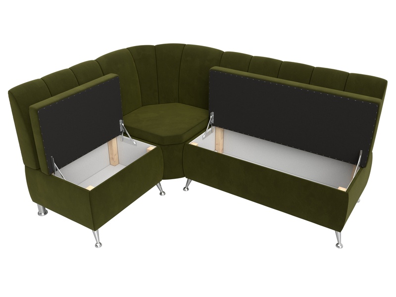 Диван кухонный угловой Кантри левый угол, Микровельвет, Зеленый