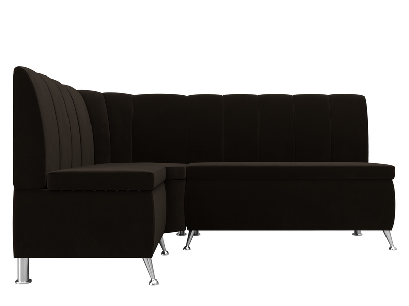 Диван кухонный угловой Кантри левый угол, Микровельвет, Коричневый