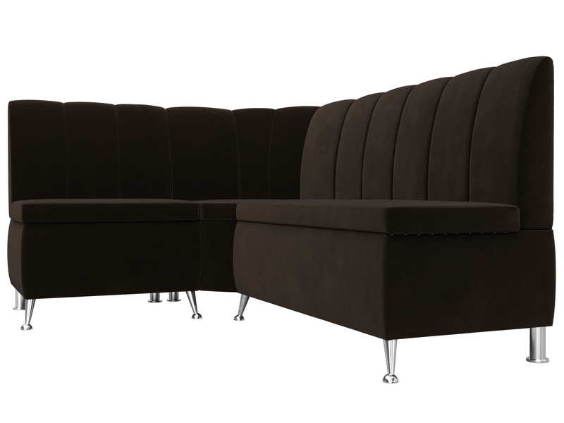 Диван кухонный угловой Кантри левый угол, Микровельвет, Коричневый