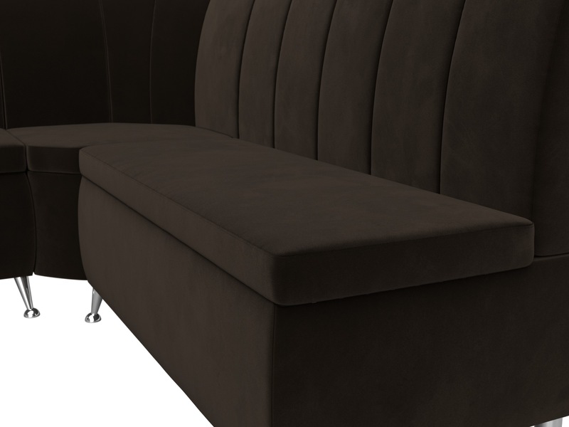 Диван кухонный угловой Кантри левый угол, Микровельвет, Коричневый