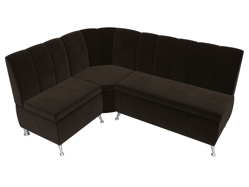 Диван кухонный угловой Кантри левый угол, Микровельвет, Коричневый