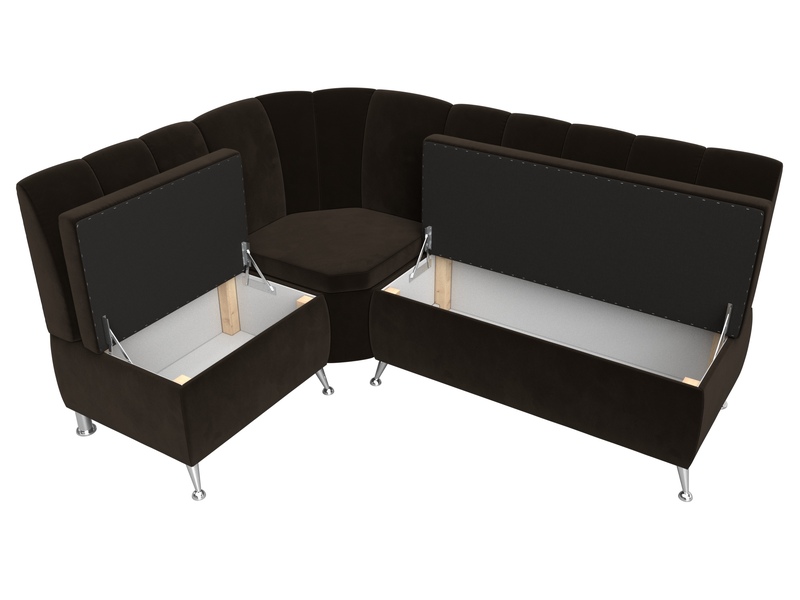 Диван кухонный угловой Кантри левый угол, Микровельвет, Коричневый