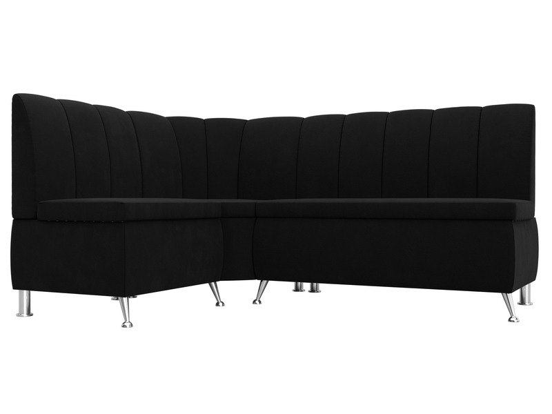 Диван кухонный угловой Кантри левый угол, Микровельвет, Черный