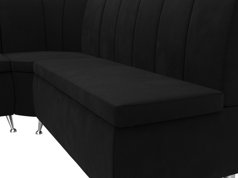 Диван кухонный угловой Кантри левый угол, Микровельвет, Черный