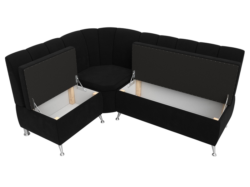 Диван кухонный угловой Кантри левый угол, Микровельвет, Черный