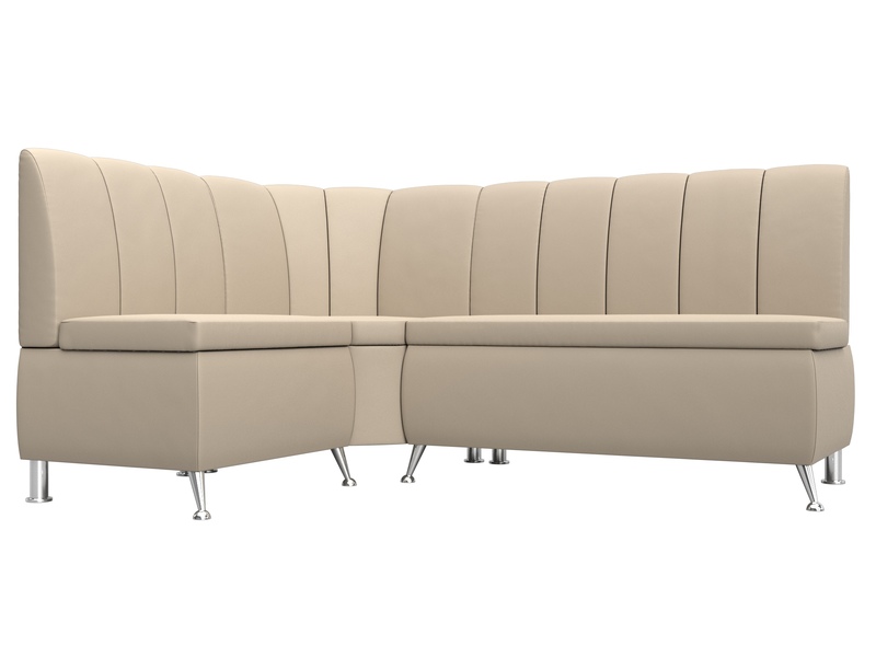 Диван кухонный угловой Кантри левый угол, Экокожа, Бежевый