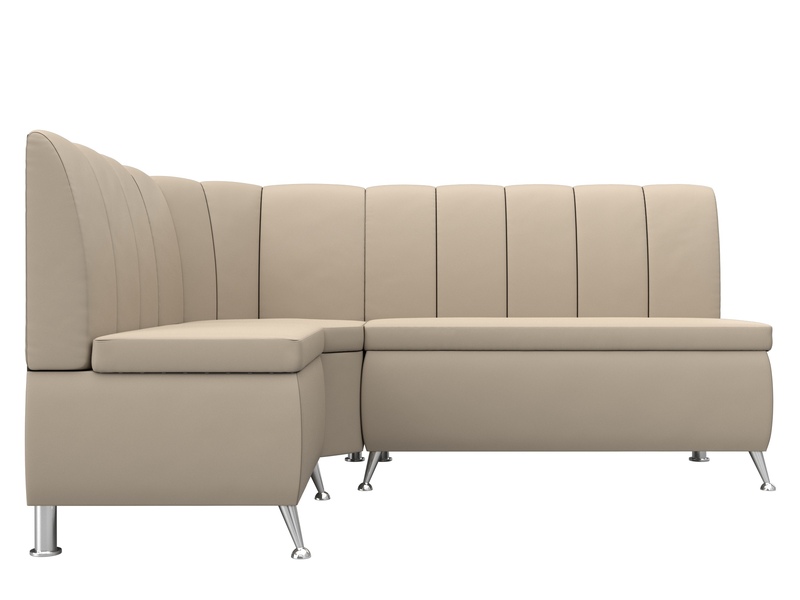 Диван кухонный угловой Кантри левый угол, Экокожа, Бежевый