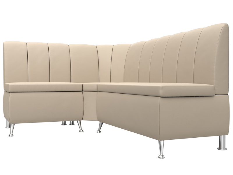 Диван кухонный угловой Кантри левый угол, Экокожа, Бежевый