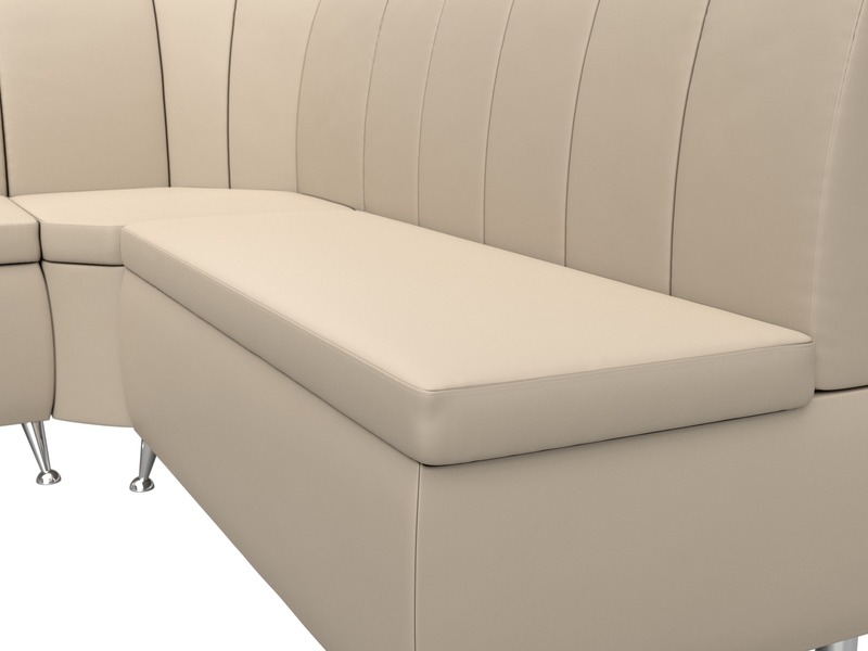 Диван кухонный угловой Кантри левый угол, Экокожа, Бежевый