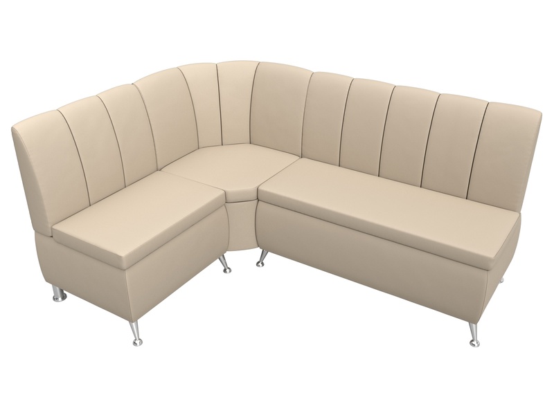Диван кухонный угловой Кантри левый угол, Экокожа, Бежевый