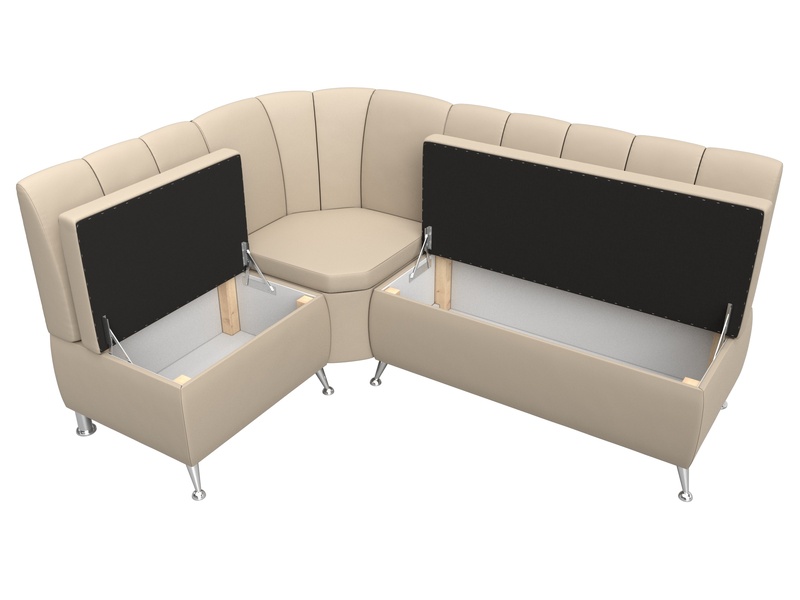 Диван кухонный угловой Кантри левый угол, Экокожа, Бежевый