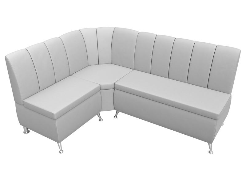 Диван кухонный угловой Кантри левый угол, Экокожа, Белый