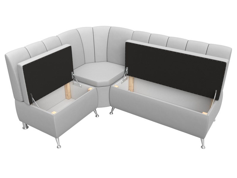 Диван кухонный угловой Кантри левый угол, Экокожа, Белый