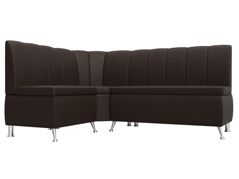 Диван кухонный угловой Кантри левый угол, Экокожа, Коричневый