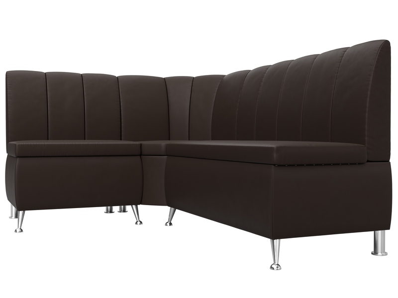 Диван кухонный угловой Кантри левый угол, Экокожа, Коричневый