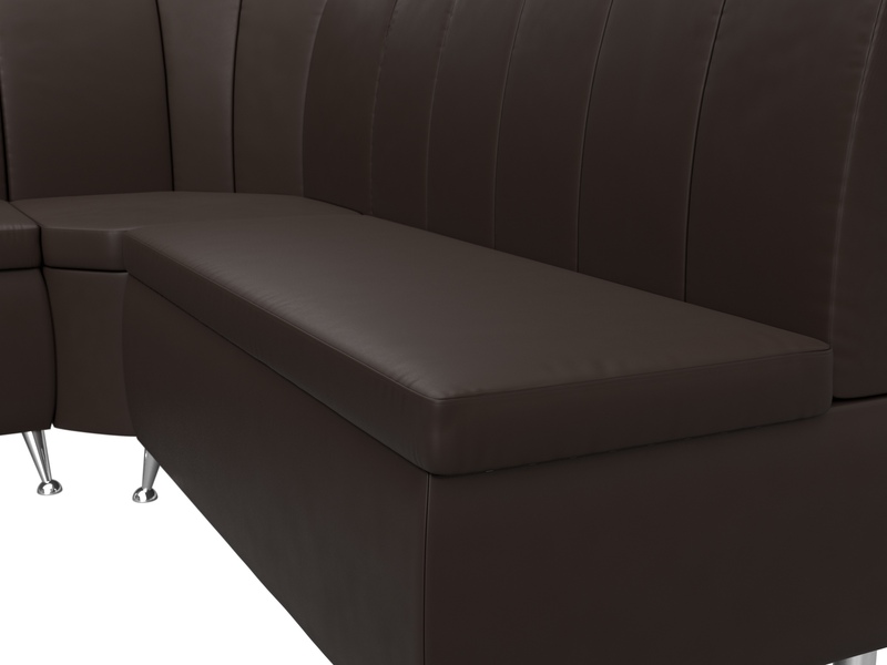 Диван кухонный угловой Кантри левый угол, Экокожа, Коричневый