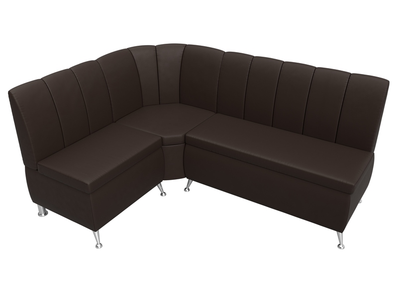 Диван кухонный угловой Кантри левый угол, Экокожа, Коричневый