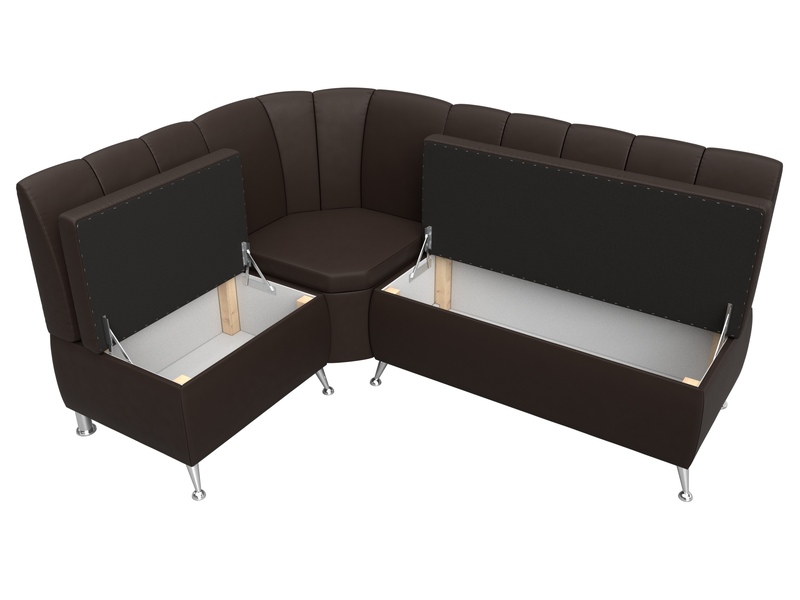 Диван кухонный угловой Кантри левый угол, Экокожа, Коричневый