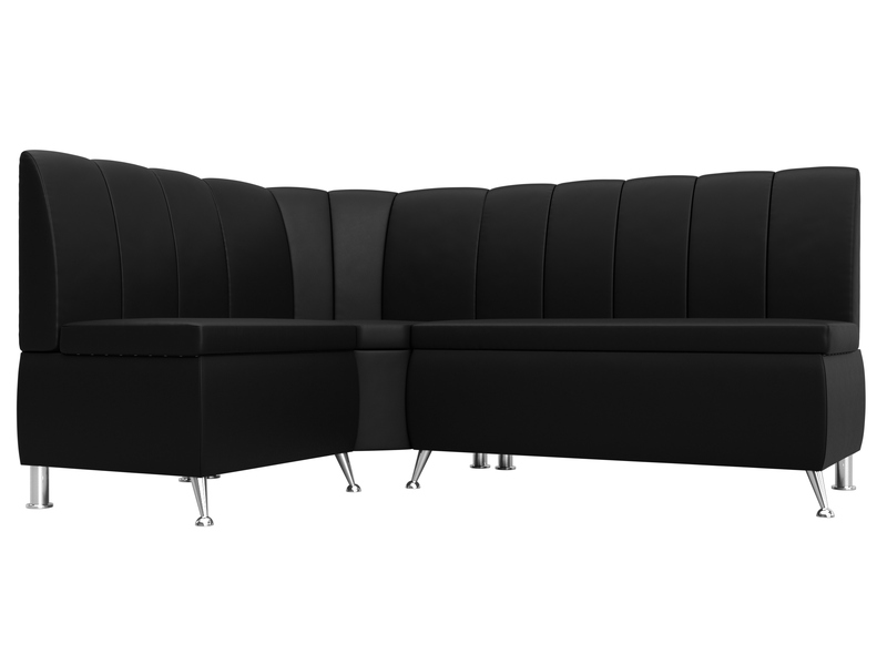 Диван кухонный угловой Кантри левый угол, Экокожа, Черный