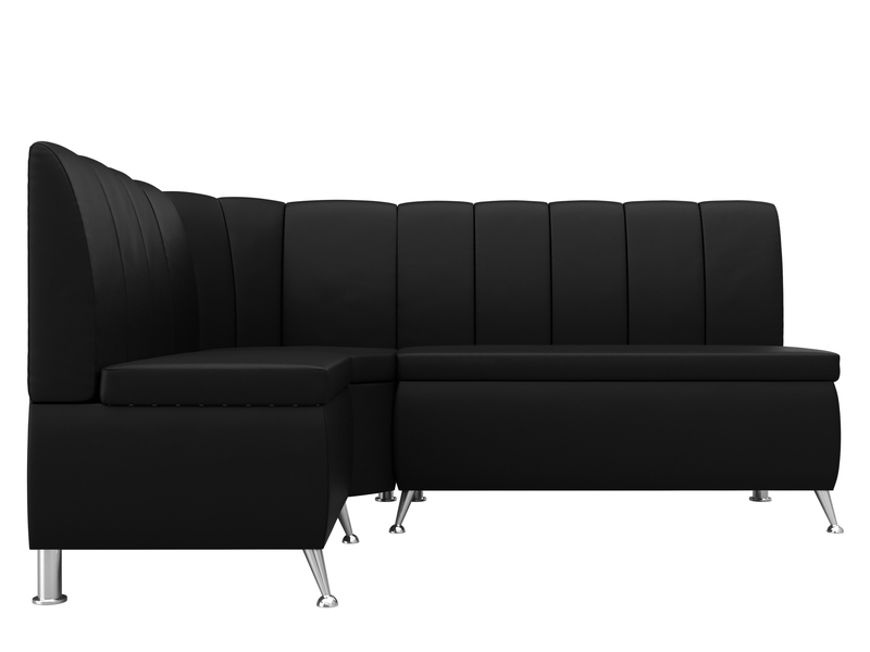 Диван кухонный угловой Кантри левый угол, Экокожа, Черный