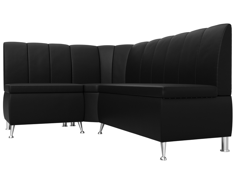 Диван кухонный угловой Кантри левый угол, Экокожа, Черный