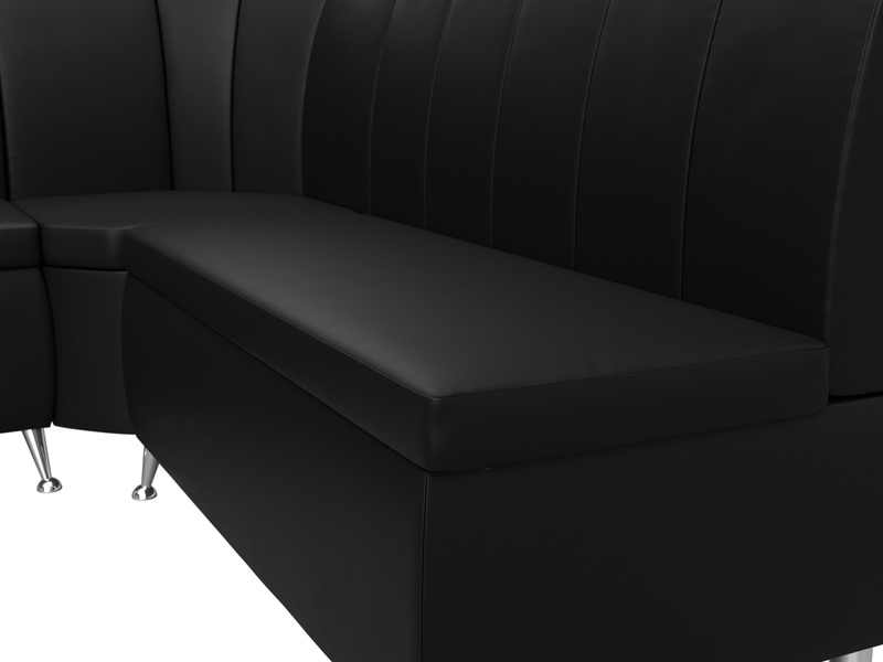 Диван кухонный угловой Кантри левый угол, Экокожа, Черный