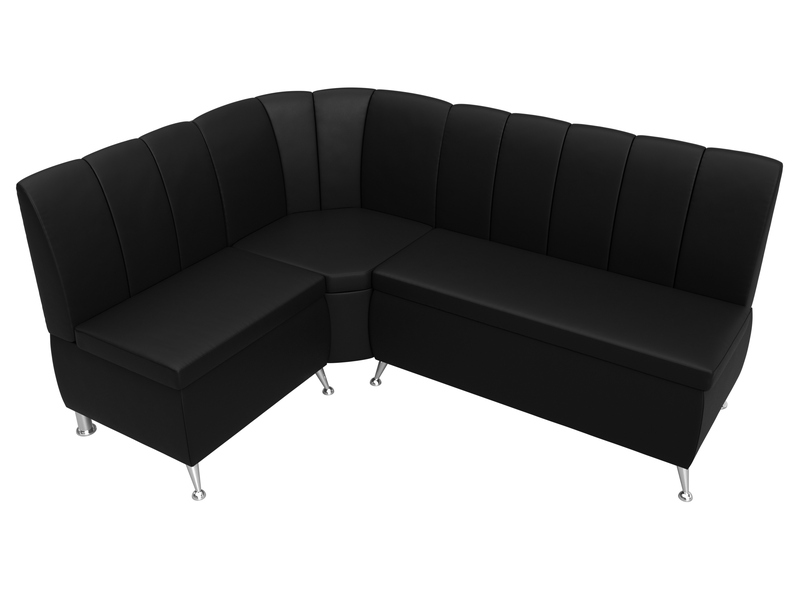Диван кухонный угловой Кантри левый угол, Экокожа, Черный