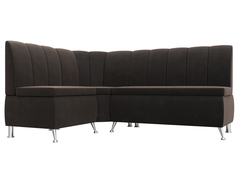 Диван кухонный угловой Кантри левый угол, Велюр, SEVEN 727 коричневый