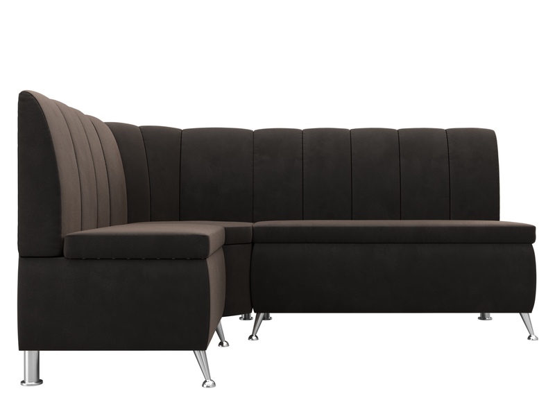 Диван кухонный угловой Кантри левый угол, Велюр, SEVEN 727 коричневый