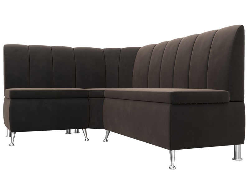 Диван кухонный угловой Кантри левый угол, Велюр, SEVEN 727 коричневый