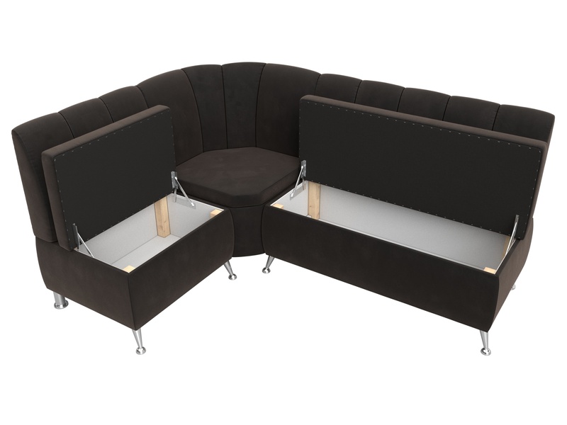 Диван кухонный угловой Кантри левый угол, Велюр, SEVEN 727 коричневый