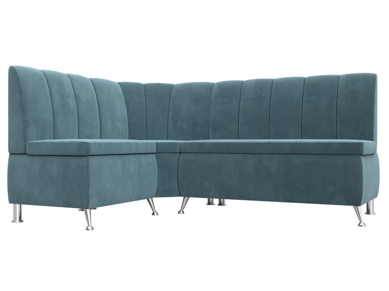 Диван кухонный угловой Кантри левый угол, Велюр, SEVEN 113 бирюзовый