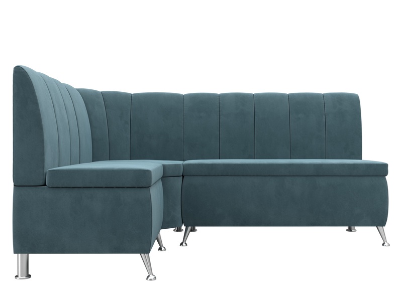 Диван кухонный угловой Кантри левый угол, Велюр, SEVEN 113 бирюзовый