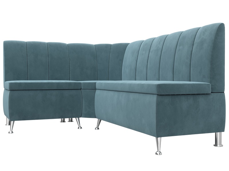 Диван кухонный угловой Кантри левый угол, Велюр, SEVEN 113 бирюзовый
