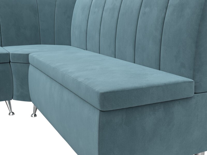 Диван кухонный угловой Кантри левый угол, Велюр, SEVEN 113 бирюзовый