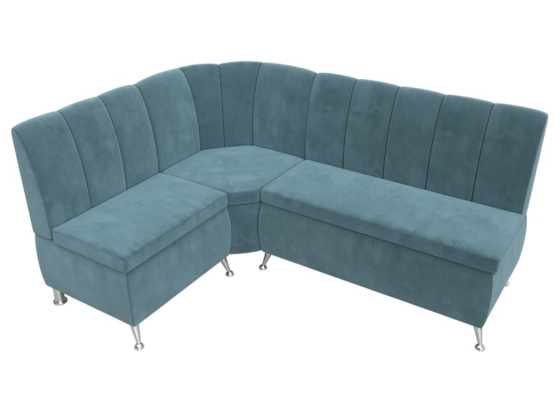 Диван кухонный угловой Кантри левый угол, Велюр, SEVEN 113 бирюзовый