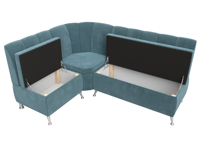 Диван кухонный угловой Кантри левый угол, Велюр, SEVEN 113 бирюзовый