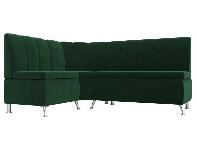 Диван кухонный угловой Кантри левый угол, Велюр, SEVEN 626 зеленый