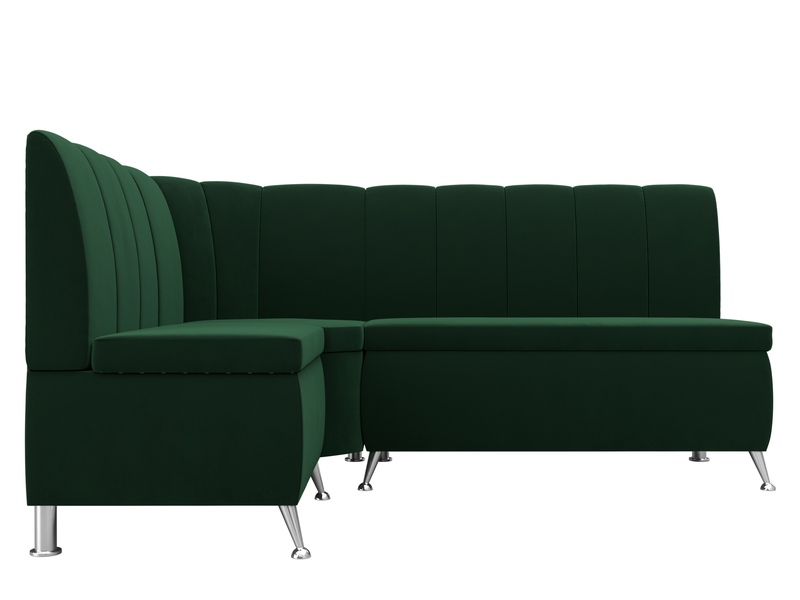 Диван кухонный угловой Кантри левый угол, Велюр, SEVEN 626 зеленый