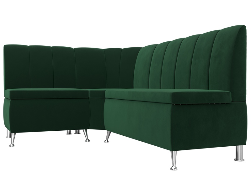 Диван кухонный угловой Кантри левый угол, Велюр, SEVEN 626 зеленый