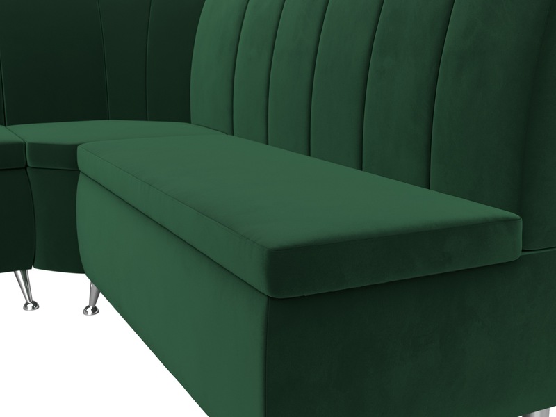 Диван кухонный угловой Кантри левый угол, Велюр, SEVEN 626 зеленый