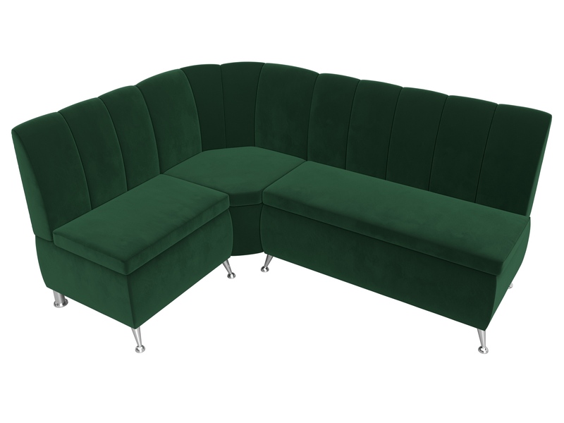 Диван кухонный угловой Кантри левый угол, Велюр, SEVEN 626 зеленый