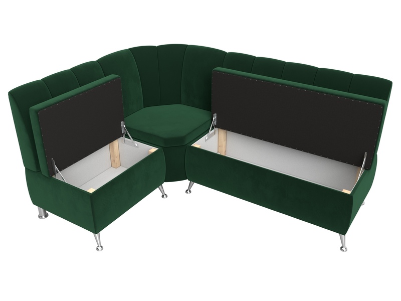 Диван кухонный угловой Кантри левый угол, Велюр, SEVEN 626 зеленый