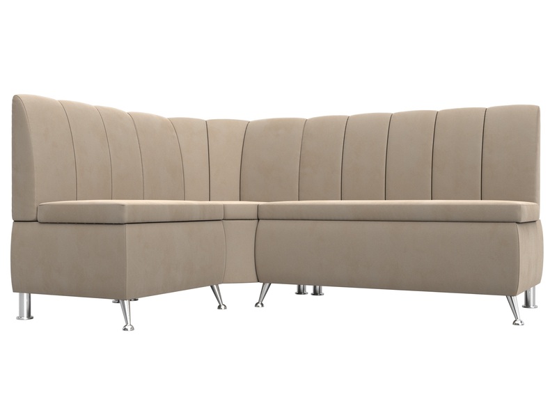 Диван кухонный угловой Кантри левый угол, Велюр, SEVEN 729 бежевый