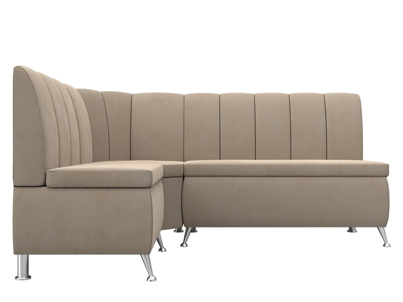 Диван кухонный угловой Кантри левый угол, Велюр, SEVEN 729 бежевый