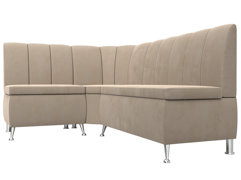 Диван кухонный угловой Кантри левый угол, Велюр, SEVEN 729 бежевый