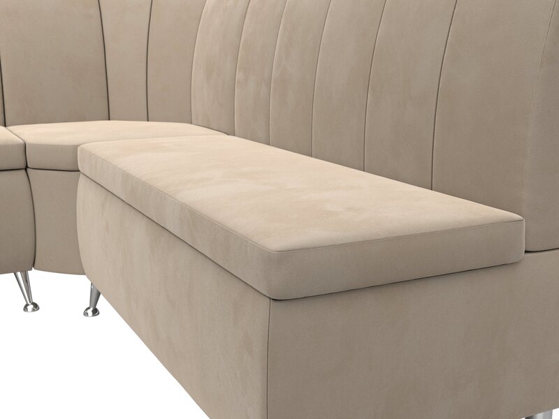 Диван кухонный угловой Кантри левый угол, Велюр, SEVEN 729 бежевый